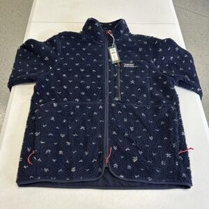 Alpine Design Mens Sherpa Fleece Jacket Full Zip Navy Birds Eye ADM24601P M NEW
